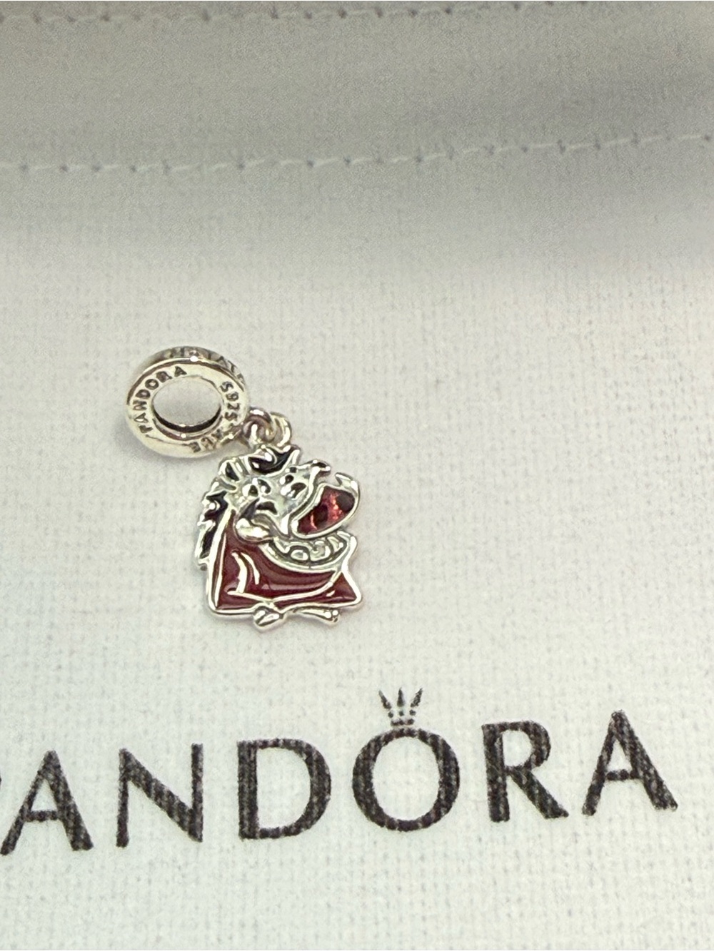 Pandora Disney Lion King Pumbaa Hakuna Matata Dangle Charm Red Enamel S925 ALE
